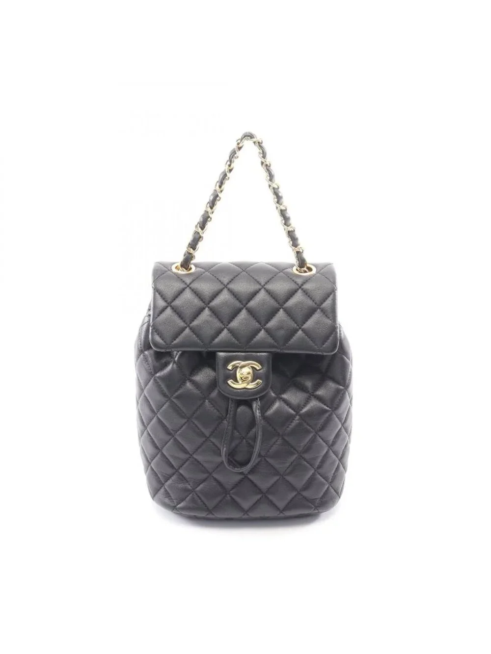 Chanel Backpack Quilted Black Lambskin Chain